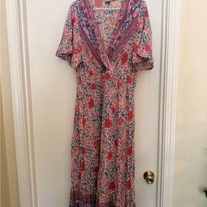 SHEIN Pink Floral Surplice Maxi Dress